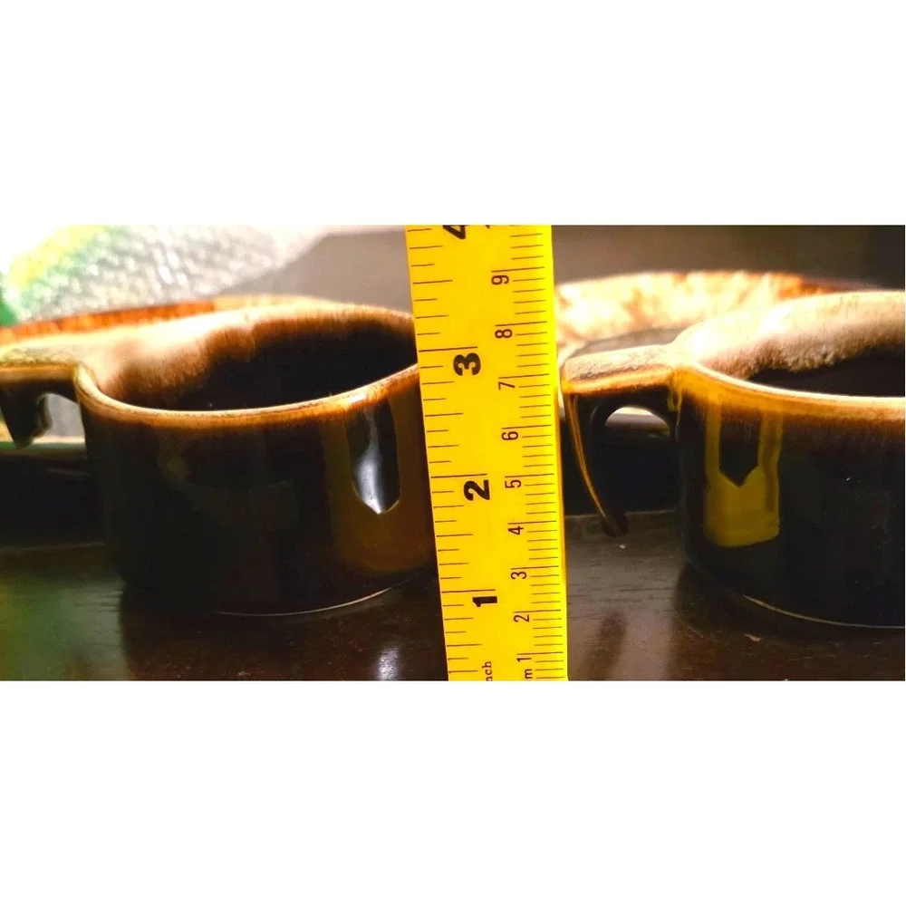 Vintage Pfaltzgraff Creamer and Sugar Set Brown Village Drip Glazed READ‎